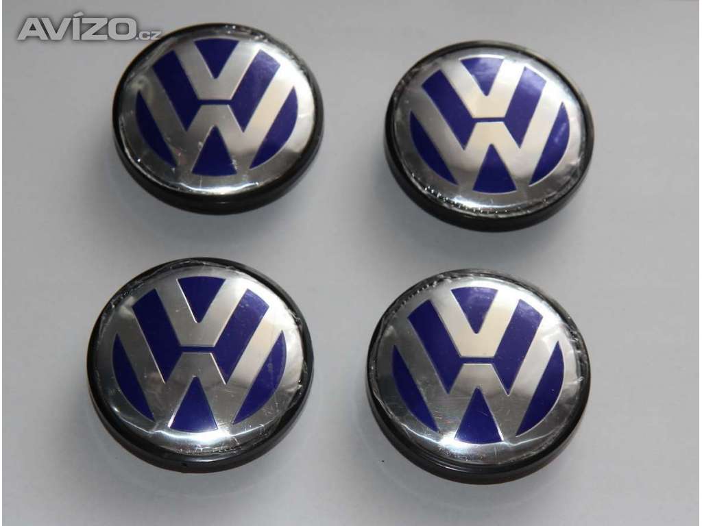 Volkswagen pokličky do středu kol - 70 mm - Modré - Sada 4ks